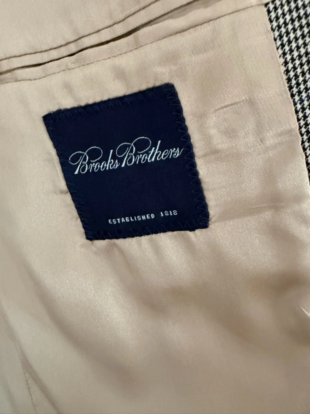 Brooks Brothers Mens Blazer 41R Tan Houndstooth Wool Cashmere SportsCoat Classic
